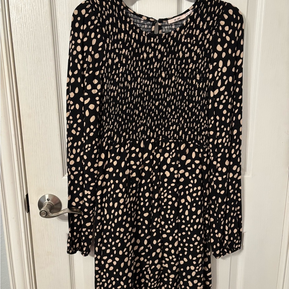 H&M Black and Beige Polka Dot Dress
